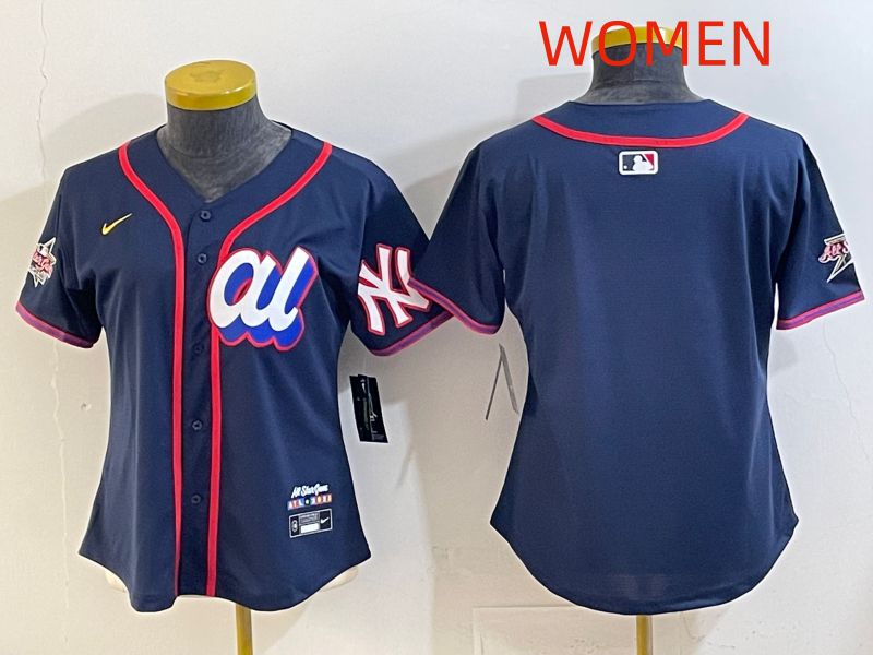 Women 2025 New York Yankees Blank Drak Blue All star Nike MLB Jersey style 01